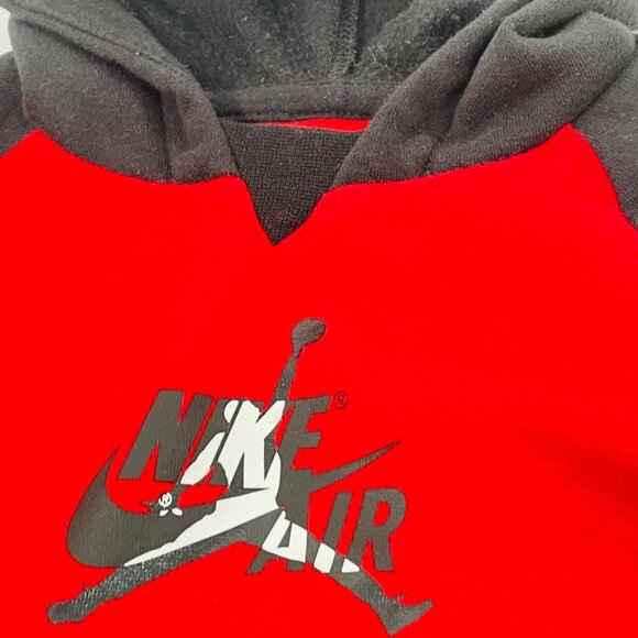 Jordan Hoodie Toddler Black Red Nike Air Hooded Sweat Shirt Size 18M - Picture 2 of 7